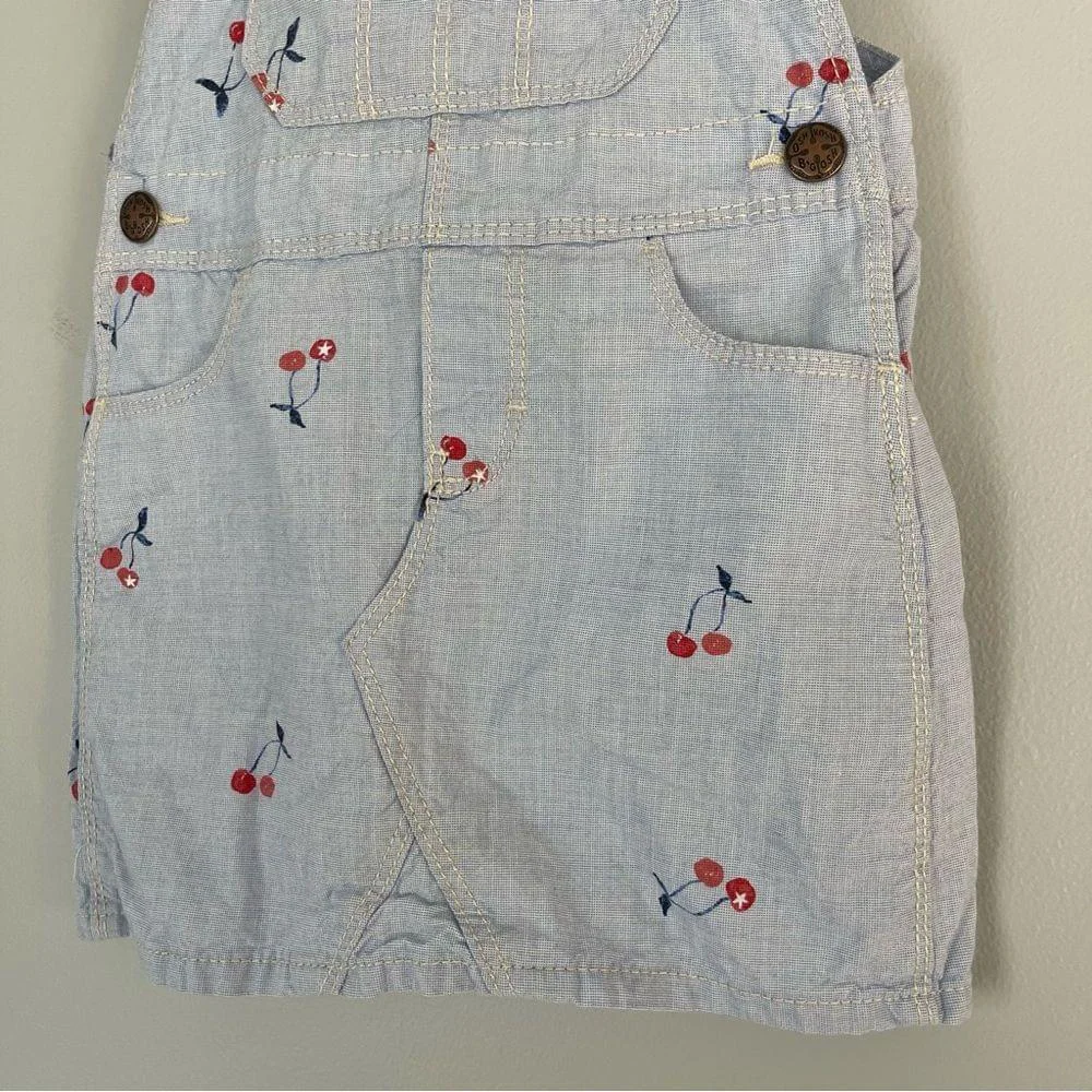 Baby OshKosh B'Gosh Girl's Denim Cherry Overall Dress Size 3T